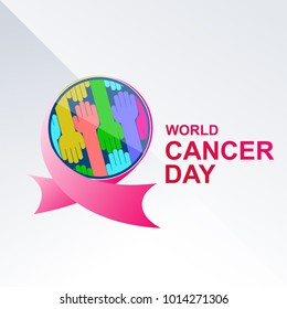 Wolrd cancer day with earth concept and pink ribbon