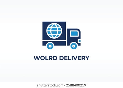 WOLRD DELIVERY vector, icon or logo sign isolated symbol illustration