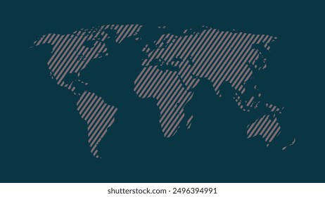 Wolrd Map Vector With Different Style. Cross Line World Map Vector Design.