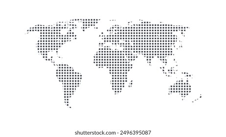 Wolrd Map Vector With Different Style. Square Doted World Map Vector Design.