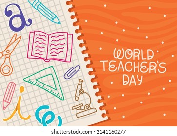 wolrd teachers day card with a peper sheet