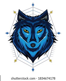 wolve face vector design. wolf illustration.