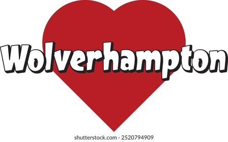 Wolverhampton city ​​text with red heart suitable for logo or design