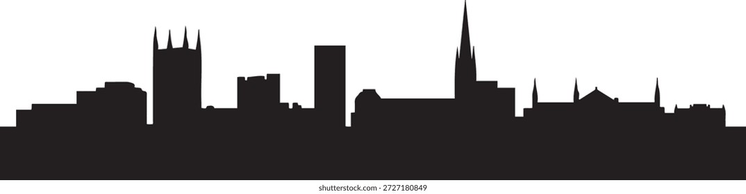Wolverhampton Skyline UK City. Design Vektor schwarze Silhouette
