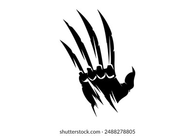 Wolverine Animal Claw Vector Silhouette, Wolverine Claw black clip art