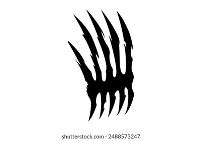 Wolverine Animal Claw Vector Silhouette, Wolverine Claw black clip art