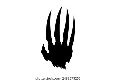 Wolverine Animal Claw Vector Silhouette, Wolverine Claw black clip art