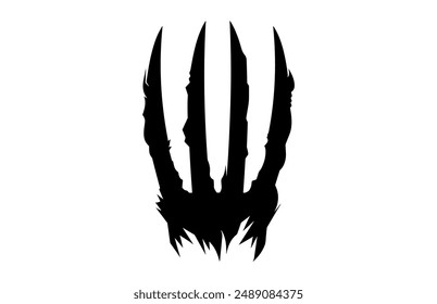 Wolverine Animal Claw Vector Silhouette, Wolverine Claw black clip art