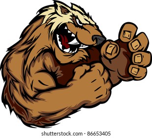 Wolverine Badger Fighting Mascot Body Vector Illustration