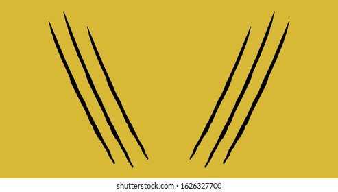Wolverine Claw marks, eps10 vector illustration, black claws on yellow background