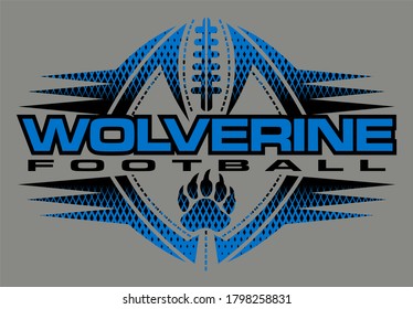 wolverine football team design with mascot paw print for school, college or league