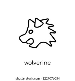 Wolverine icon. Trendy modern flat linear vector Wolverine icon on white background from thin line animals collection, editable outline stroke vector illustration