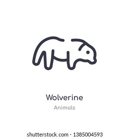 wolverine outline icon. isolated line vector illustration from animals collection. editable thin stroke wolverine icon on white background