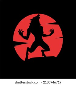Wolverine and red moon vector