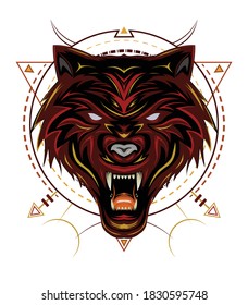 wolves anger with sacred symbol.