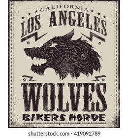 wolves bikers horde tee shirt graphic design