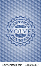 Wolves blue badge with geometric background. Vector Illustration. Detailed.