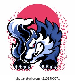 Ilustración del vector de diseño del logotipo de mascota de caracteres Wolves