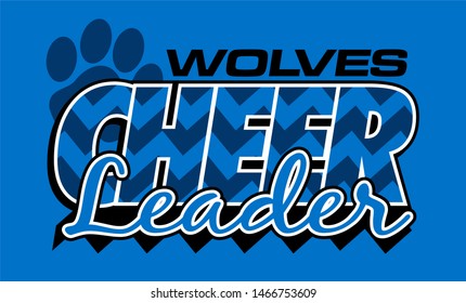 wolves cheerleader team design with chevrons and paw print for school, college  or league