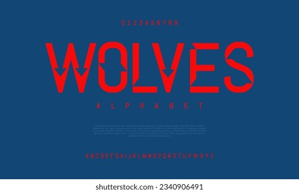 Wolves creative modern urban alphabet font. Digital abstract moslem, futuristic, fashion, sport, minimal technology typography. Simple numeric vector illustration