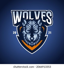 Wolves esports logo design vector