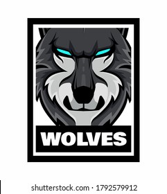 wolves face design frame illustration isolated