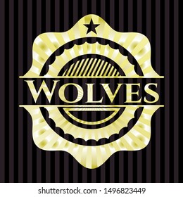 Wolves golden badge. Vector Illustration. Detailed.