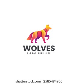 Wolves Gradient Colorful Logo Template