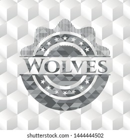 Wolves grey badge with geometric cube white background