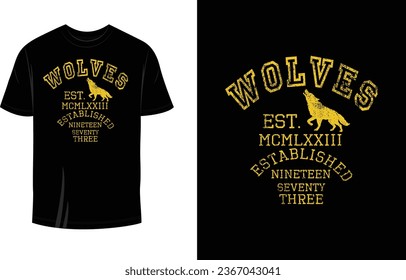 Wolves Grungy Print Ready T Shirt Design
