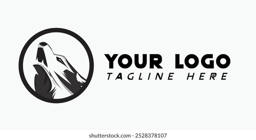 Wolves head logo in circle, isolated white background