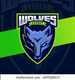 wolves head mascot esport logo design