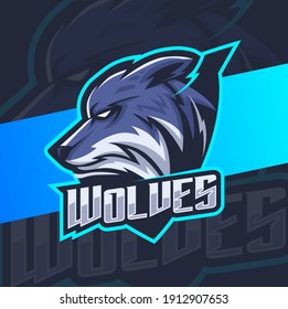 wolves head mascot esport logo designs