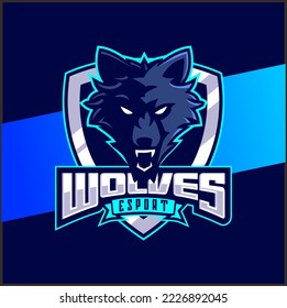 diseño del logotipo de la mascota de la cabeza de lobos, carácter de lobo para el deporte y el juego