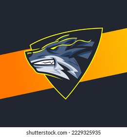 diseño del logotipo de la mascota de la cabeza de lobos, carácter de lobo para el deporte y el juego