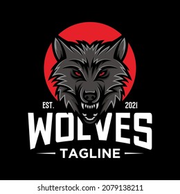 wolves head and shield logo vector
