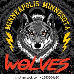 wolves illustration sports wear print tee shirt graphic design