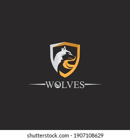 wolves logo, fox, wolf head, animal vetor and logo design wild  roar dog illustration, abstract for game logo symbol head animal