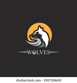 wolves logo, fox, wolf head, animal vetor and logo design wild  roar dog illustration, abstract for game logo symbol head animal