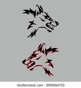 wolves logo, fox, wolf head, animal vetor and logo design wild roar dog illustration, abstract for game logo symbol head animal