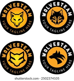 Illustration des Wolfs-Logos, bearbeitbares Wolf-Team-Logo. Satz Wolf Silhouette Logo Design Vektor