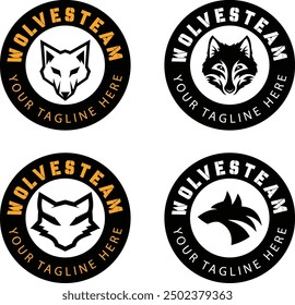 wolves logo illustration, editable wolf team logo. set of head wolf silhouette logo design vector