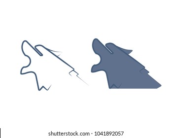 Wolves logo side shot.