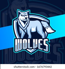 wolves mascot esport logo design