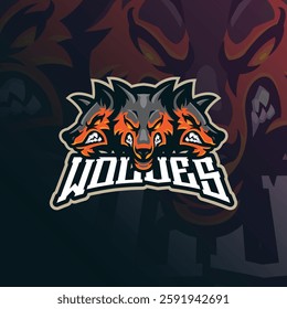 Wolves mascot logo design with modern illustration concept style for badge, emblem and t shirt printing. Wolves head illustration for sport and esport team.