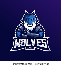 Wolves mascot logo design vector with modern illustration concept style for badge, emblem and t shirt printing. Wolf in armor for e-sport team
