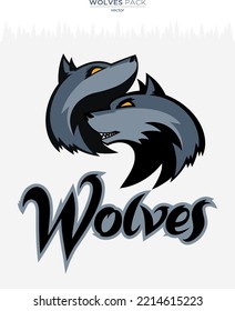 Wolves pack design, vector illustration