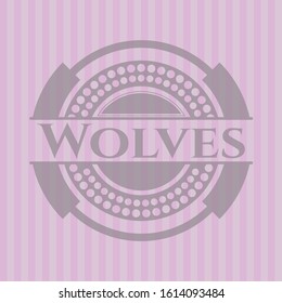 Wolves realistic pink emblem. Vector Illustration. Detailed.