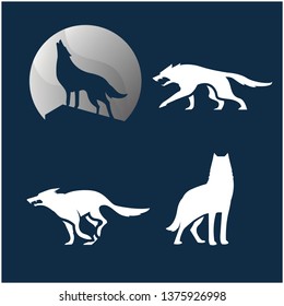 Wolves silhouette set