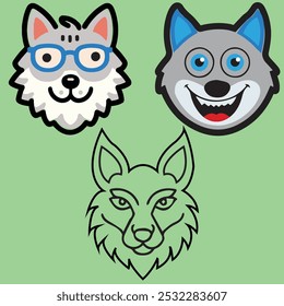 Wolves in three unique styles. This design features three unique wolf faces, blending playful cartoon styles with bold line art for a dynamic look.